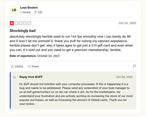 Buff review Trustpilot