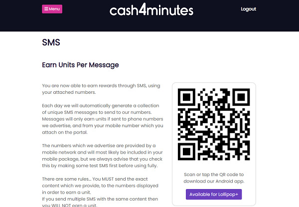 Cash4Minutes SMS Rewards