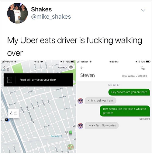 Uber Eats Walking Delivery Meme